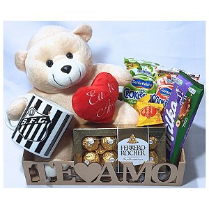 Cesta Santos Presente Dia Dos Namorados Com Urso Caneca